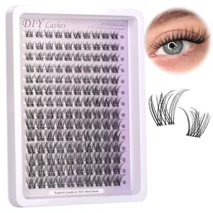 140pcs Natural Fluffy Lash Clusters Wispy Lash 8-16mm Natural Look Soft Thin Band Lashes Reusable Beginner Friendly for Festival