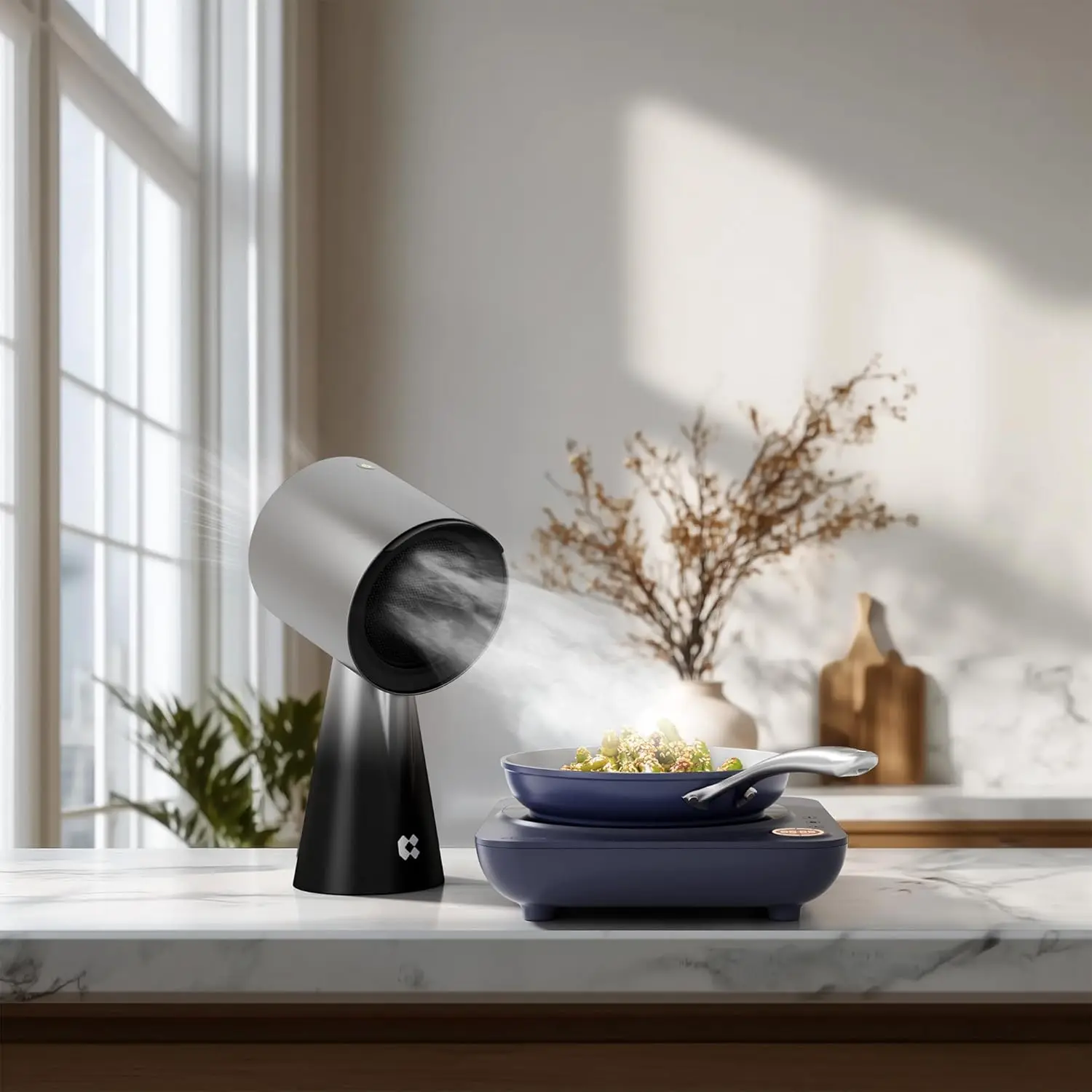 CIARRA Portable Range Hood Pro, 150CFM Desktop Kitchen Exhaust Fan, 3 Speed Vent with Type-C, Heat Resistant PBT Material, Detachable Filter & Large Oil Cup, Portable Hood for Indoor BBQ, Hot Pot