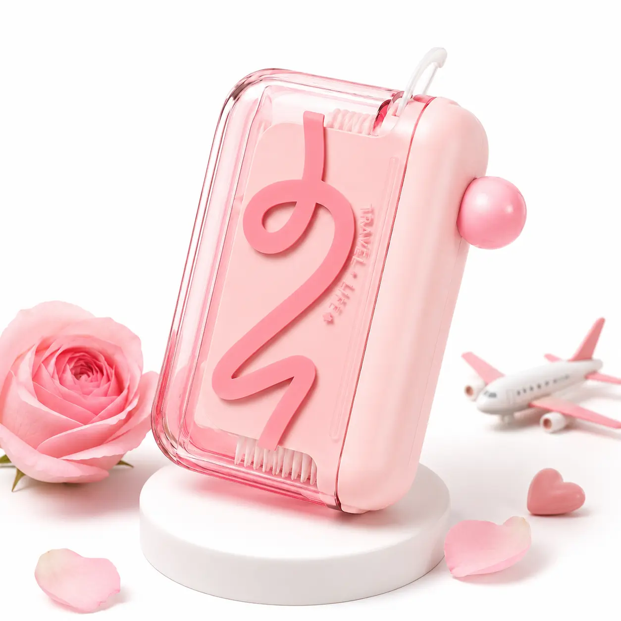 Automatic Pop-Up Dental Floss Dispenser - Portable Travel Refillable Case with 1-Pick Dustproof Dispensing, Clear Oral Care Holder for Bathroom Home and Travel