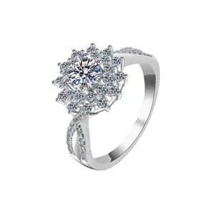 Moissanite Flower-Shape Split Shank Ring
