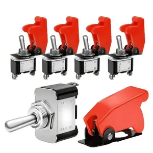 Nilight 5Pcs 12V-20A SPST ON/Off Toggle Switch with Red Safety Cover for Vehicle Electrical Control