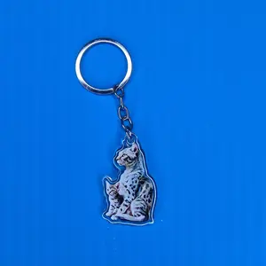 Egyptian Mau Cat and Kitten Keychain, Spotted Cat Acrylic Charm, Cat Lover Gift, Pet Mom Key Ring