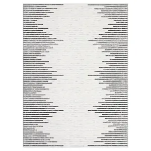 2x6 ft Beige Modern Rectangular Geometric Look Runner Rug, Striped Lines, Washable Rug, High Traffic, Indoor Use, Soft Non-Slip Indoor Washable Material