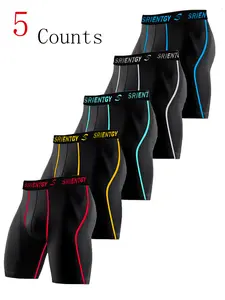 Men's Long Boxer Briefs, Underwear, Soft Comfortable Skin-Friendly Material, Performance Boxing Style, 5 Counts Pack, Ideal for Daily Wear