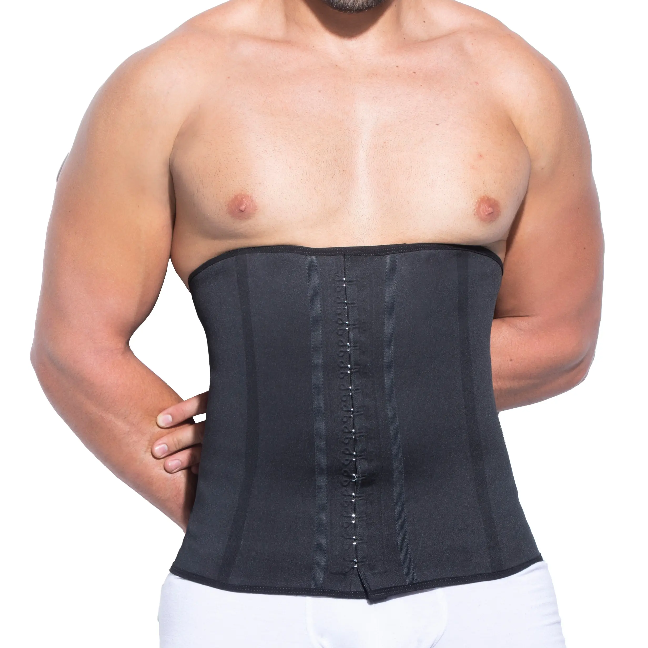 Men's Moda Colombiana Fajas Long Torso Extreme Compression Steel Bone Latex Waist Trainer 60014 - 3 Hooks, Extra Strong, Everyday Use Menswear Shapewear