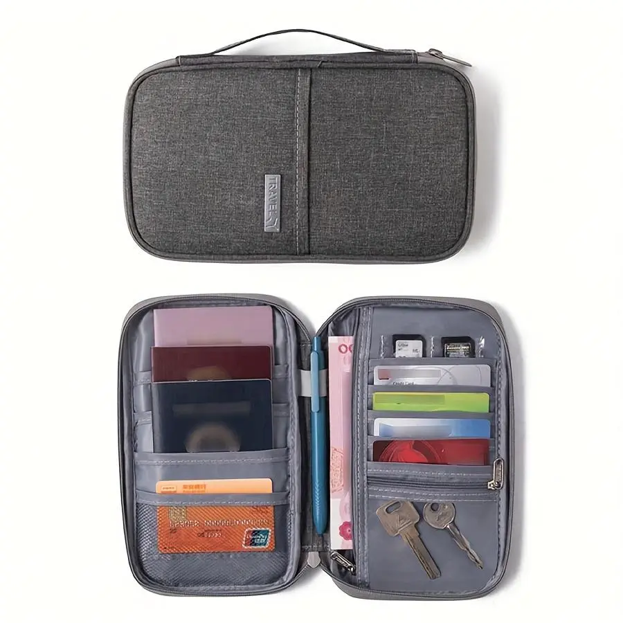 Portable Travel Bag, 1 Count Multi-functional File Storage Bag, Business Trip Passport Bag, Multi-compartment Storage Organizer for Home & Travel, Travel Organization Pouch, Travel Document Holder, Travel Accessories