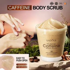 SADOER Iced Coffee Body Scrub — with 98% pure caffeine & niacinamide. Tightens skin, brightens dullness, and exfoliates to reveal smoother skin with a refreshing finish. Exfoliating Polish Skin Repair Body Care