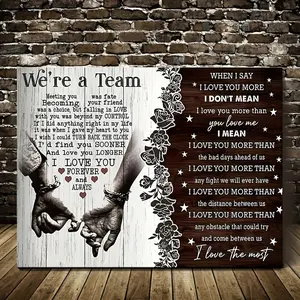 1pc (Framed Frameless Poster Optional) Couple Art Prints Wall For Bedroom Living Room Home Decor We're A Team When I Say I Love You Couple Gift, Meeting You Was Fate Canvas Print With Framed Ready To Hang