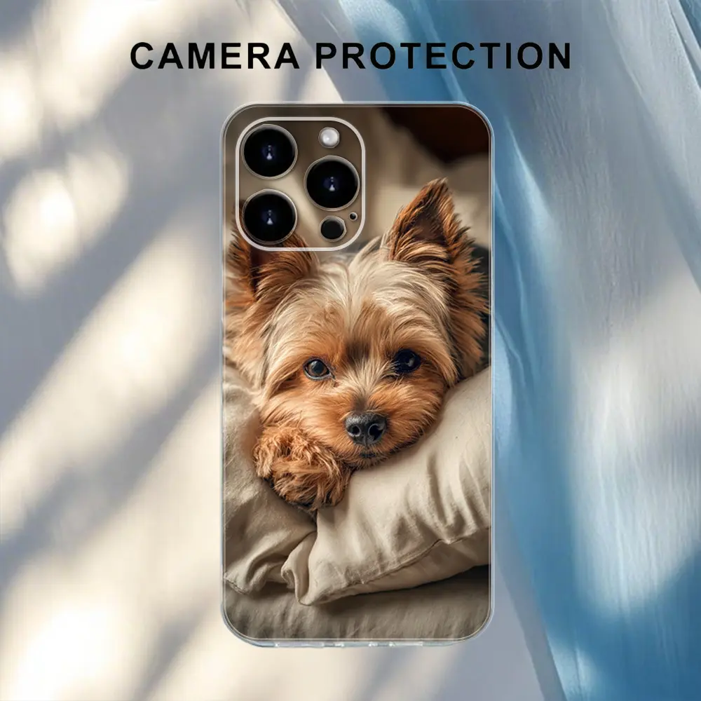 Mobile phone case: 1 Yorkshire Terrier theme TPU material durable flexible protective cover, with ultra-thin fit design, soft touch, light texture, simple appearance, smooth and comfortable grip, suitable for iPhone 16/15/14/13/12/11/X/Pro/Max/Plus series