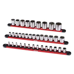 Socket Organizer Rail Set 3PCS Aluminum Socket Organizers with 40 Clips