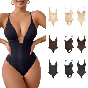 UEOIOW Invisible U-Plunge Bodysuit Shapewear Backless Dress Hack & Tummy Control