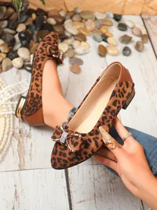 Women's Spring Autumn Low Heel Shoes with Rhinestone Bowknot Decor, Comfortable Stylish Fashion Commuter Dating Shoes, All-Season Casual Footwear