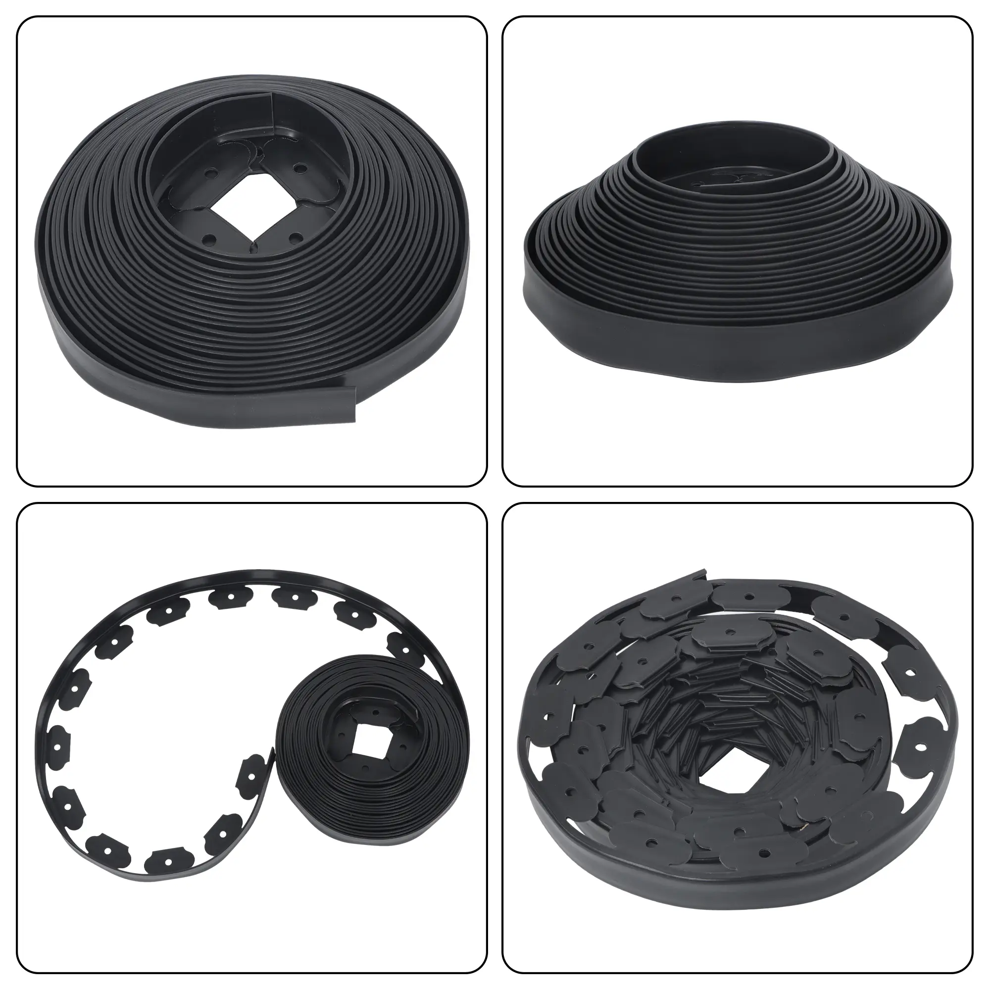 GARDEN Black Durable Flexible Weather Resistant Lawn Grass Isolation Strip Kit, 1.5 in High, 46 ft Long, with 28 8-in Anchoring Spikes for Home Improvement & Garden Supplies, Garden Border, Easy Installation