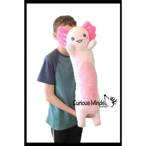 NEW - Axolotl Cute Large Long Skinny Plush Stuffed Animals Body Pillow - Adorable Soft and Cuddly Mini Animal Plushie Plushy