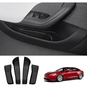 2021-2026 Tesla Model S Door Side Storage Box, Door Organizer Tray (Proprietary Design) Front Rear Slot Pockets, Protector Liner for Model S/S Plaid Access