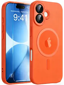 Satin-Finish Magnetic Phone Case Soft Tpu with Textured Feel Creative design compatible with multiple iPhone models Fits iPhone 13 to 17, 13 Pro to 17 Pro Max Stylish protective case, black Includes one free HD tempered glass screen protector