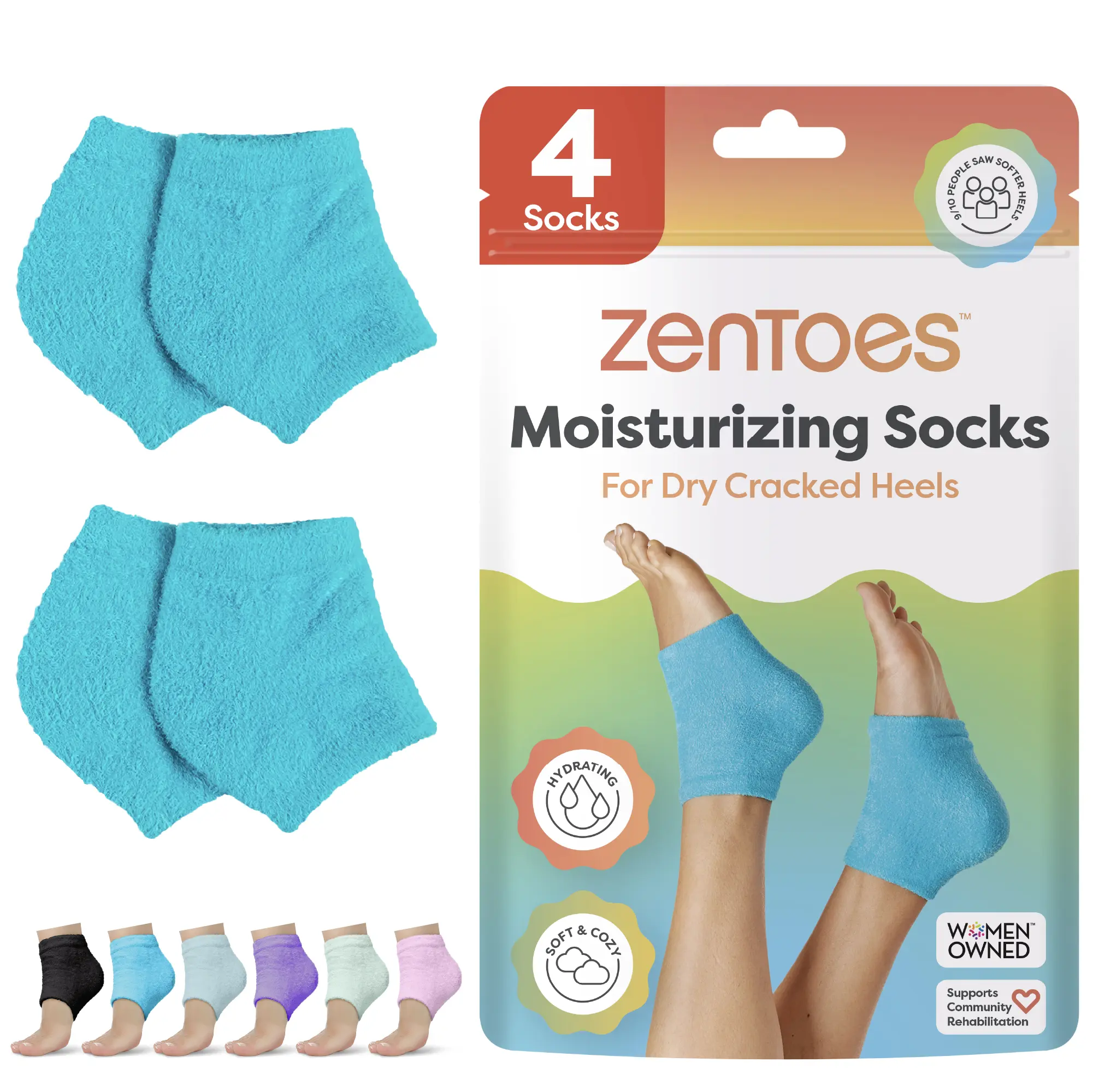 Moisturizing Gel Heel Socks - Fuzzy & Soft Fabric with Deep Hydrating Gel