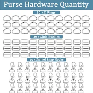 30 set Heavy Duty Swivel Snap Hooks Key Chain Swivel Hook D Rings and Slide Buckles for Handbag Fasteners, Strap, Backpack