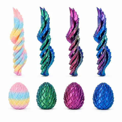3D Printed Color-Shift Iridescent Dragon Egg Fidget Toy - Unisex ASMR Tactile Stress Relief Tool, Non-Toxic PLA BPA-Free 7.5cm/3in Desk Accessory for Self-Regulation, Ages 3+, Unique Cool Anxiety Gifts for Kids, Birthdays