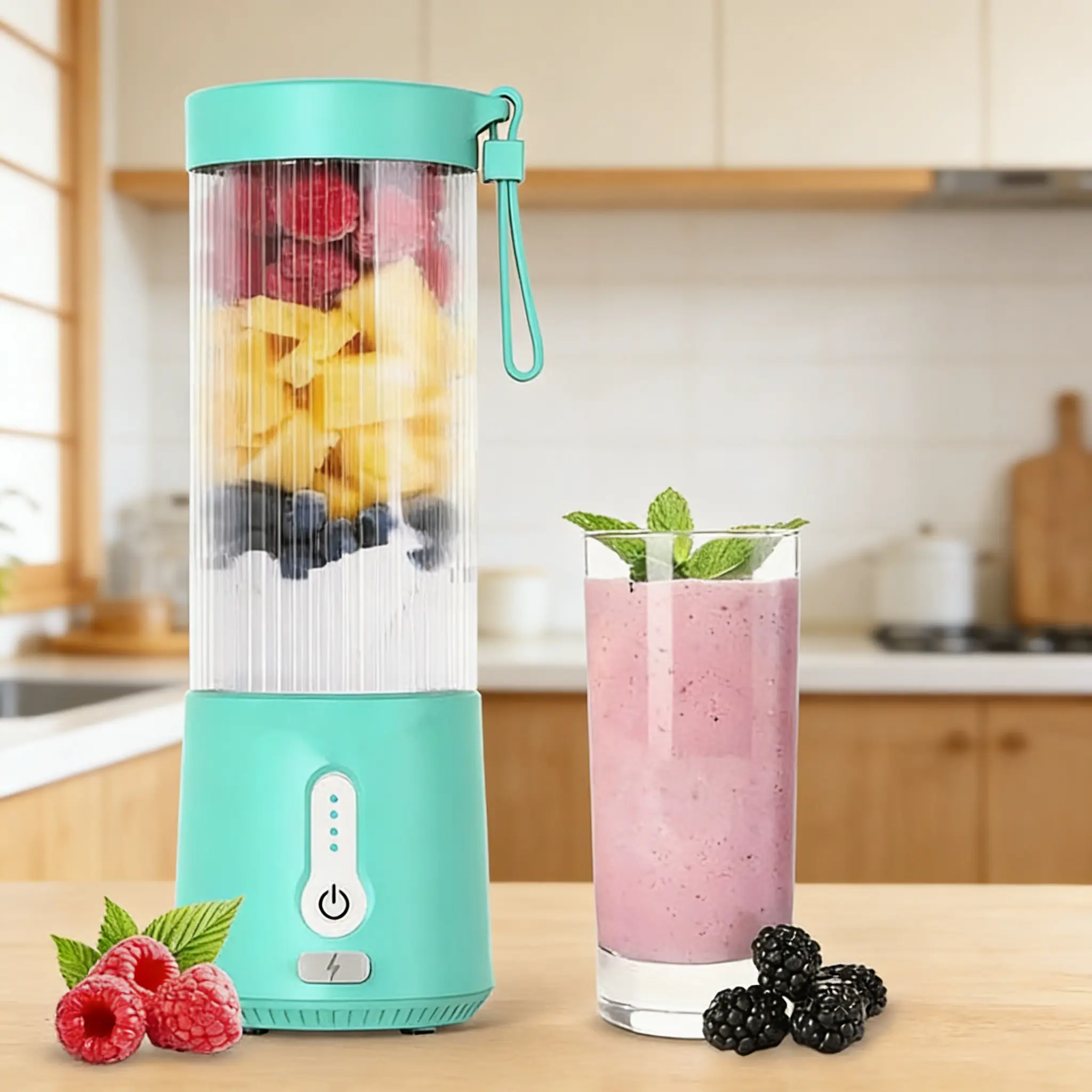 Cordless Portable Blender, 16oz 6-Blade Personal Blender for Shakes & Smoothies, USB Rechargeable Mini Blender Ideal for Home Kitchen & On-the-Go