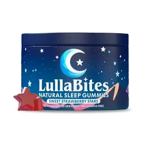LullaBites Sweet Strawberry SleepGummies - Melatonin-Free NaturalIngredients - 60 Count - Edible Plant-Based Formula for Nighttime Wellness