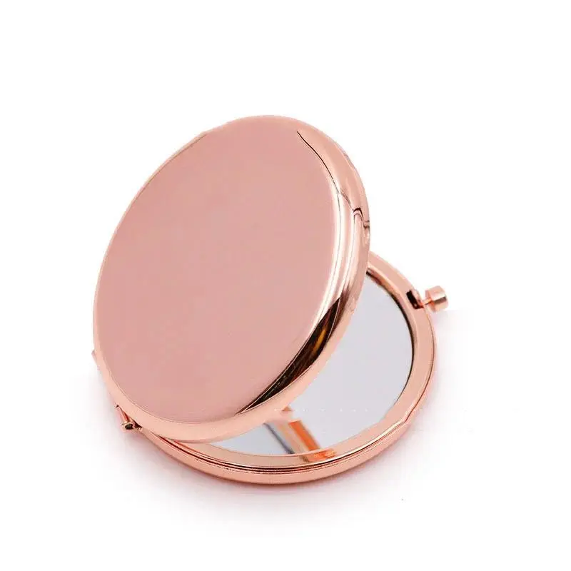 High Quality Double-Sided Compact Handheld Mirror, Portable Folding Makeup Mirror, Rose Gold Mini Pocket Vanity Mirror for Women Men