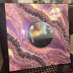 Crystal Mirror - Abstract Design with Circular Reflection and Colorful Patterns