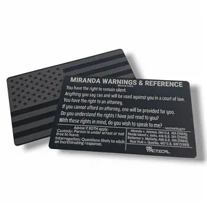 Metal Miranda Warnings Card