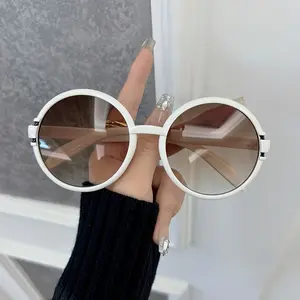 1pc Chic Retro Round Fashion Fashion Glasses for Women & Men - Cute Candy Colors, Durable PC Frame, Ideal for Activities