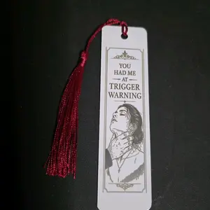 Metal Engraved Bookmark - Trigger Warning - Random Colored Tassel