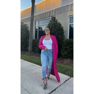 Chunky Cable Knit Cardigan - Fuchsia