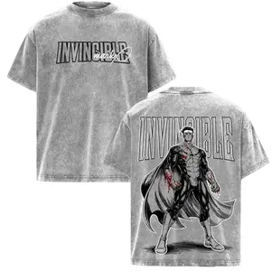 Unisex Vintage Washed Classic Invincible Mark Grayson Graphic Tee Streetwear Anime Superhero Comic Design T-Shirt Gift for Fans 8PW Premium Cotton S-5XL - Clothes