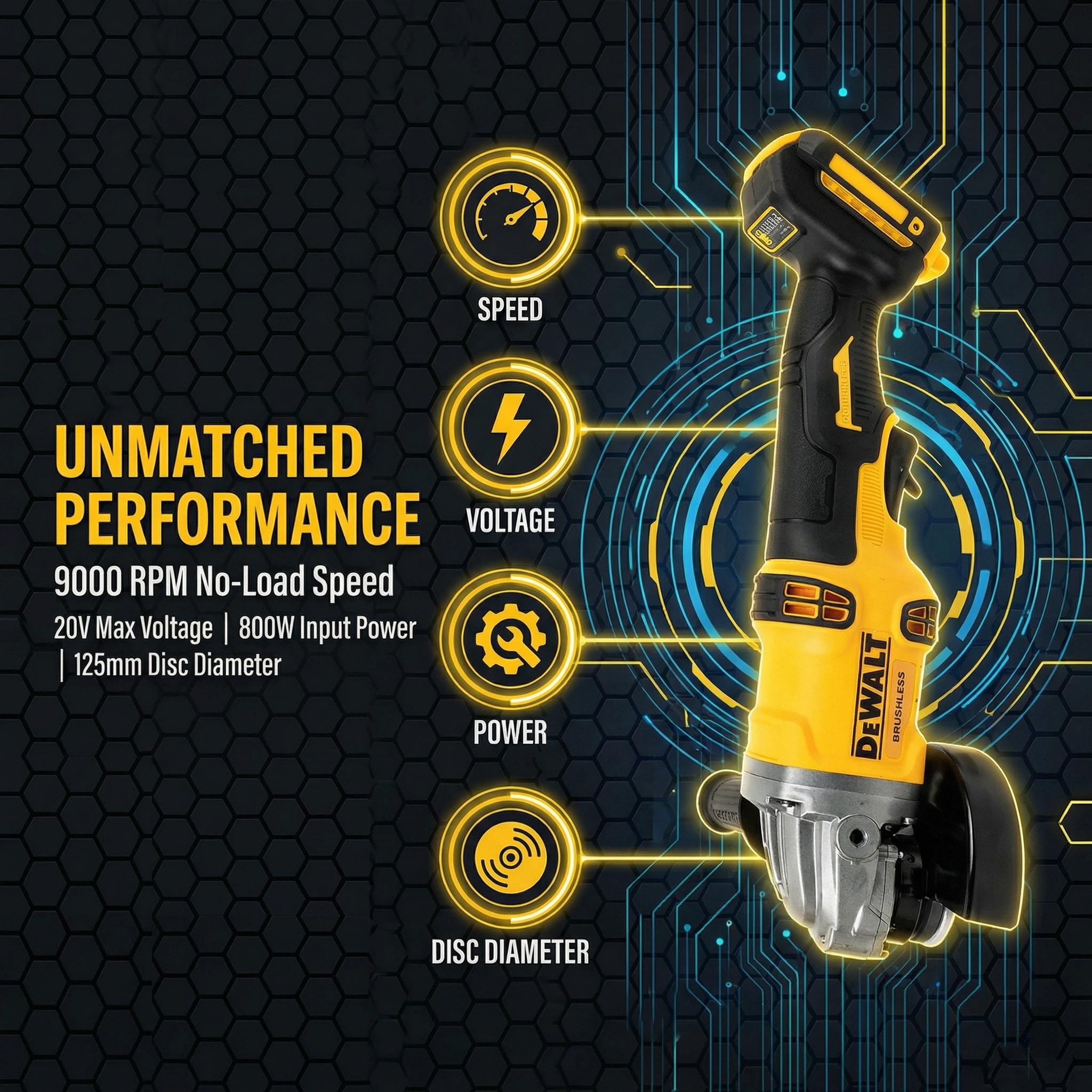 DeWalt DCG405 20V Cordless Angle Grinder for Metal Cutting and Grinding with 9000 RPM Performance