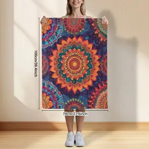 1pc Luxury Bohemian Mandala Throw Blanket - Heavyweight Flannel Suitable Sofa & Bed, Bedspread, - Cozy Warmth, Multicolor Decor Neutral Tones, Birthday Mother's Day Size