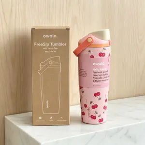 Owala FreeSip Cherry Series Handheld Cup Insulated Stainless Steel Straw Water Bottle, BPA-Free Safe Worry-Free Sports Water Bottle, Travel Essential, 30 Ounces