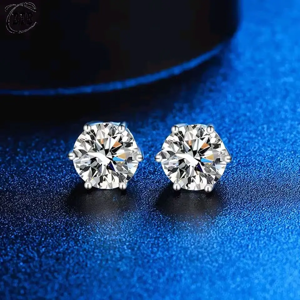 New Luxury 925 Sterling Silver 2 Ct Real Moissanite Diamond earrings