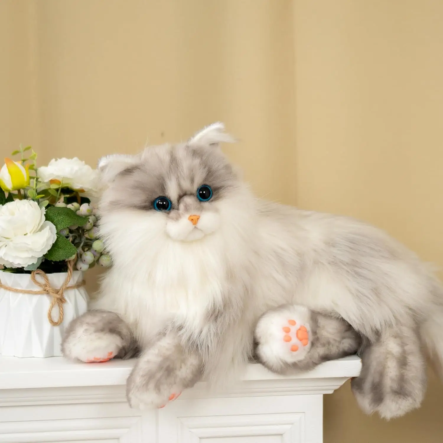 Stuffed Animals, Handmade Realistic Cat Plush Toy 3.3LBS, Lifelike Real Cat Size Companion Plush Doll