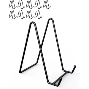 10 Packs 6 Inches Black Metal Plate Display Stands, Plate Holder for Decorative Plate Picture Book Photo Display