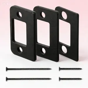 Stainless Steel Door Strike Plate Kit, Set of 3 Adjustable Thickness Shim Plates, Residential Security Door Gap Blocker, Latch Access Barrier for Enhanced Home Protection, Reusable and Easy to Install