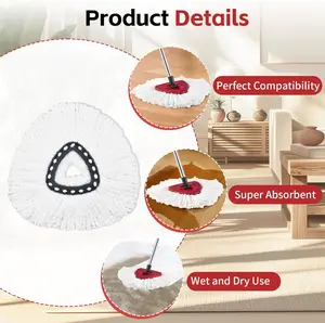 360° Spin Mop Set – Hands-Free Wringing System with 61in Stainless Steel Extendable Pole + 2 Microfiber Refills & Triangle Base, Never Touch Dirty Water Again, Removes Over 99% of Bacteria