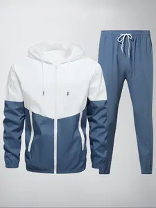 Men's Hooded Long Sleeve Tracksuit Set, Comfortable Skin-Friendly Casual Sportswear, Fashionable Men's Clothing for Daily Wear, Athletic Activewear Tracksuits