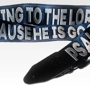 Guitar Strap Psalm 13:6 or John 3:30 in Black or Navy Blue
