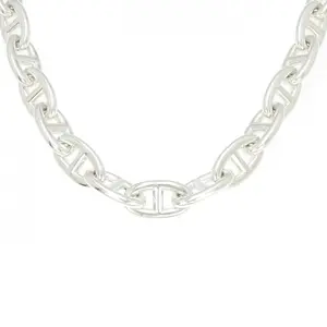 Pre-owned HERMÈS Sterling Silver 925 (Ag925) Small Leather Goods Hermes Chaine D'Ancre Large Model Silver Necklace