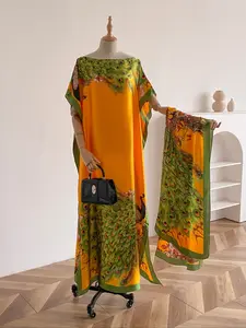 Women's Floral & Butterfly & Peacock Print Cape Shawl & Scarf Set, Elegant Casual Scarf & Cape Shawl Set for Beach Vacation, Fashion Accessories for Women, Casual Soft Scarf