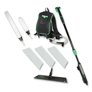 212 MAIN Unger 18-in. Excella Floor Finishing Mop Kit, Adjustable Black & Green Plastic Handle, Microfiber Mop Component