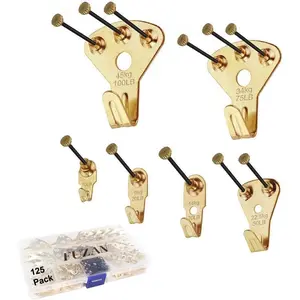 125 Pcs Heavy Duty Picture Hanging Kit With Nails for Wooden/Drywall Professional Hangers for Canvas Office Pictures Clock House Decoration Holds 10-100 lbs