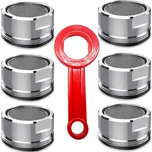 6PCS Faucet Aerator Bathroom Sink Standard Replacement Parts with Brass Shell 15/16 Inch 24mm External Thread Faucet Filter with Gasket and Wrench Suitable for Kitchen and Bathroom