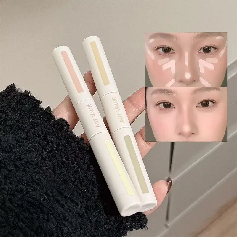 Dual-Ended Concealer Pen, Hydrating Formula, High Coverage, Waterproof, Long-Lasting, Creamy Blendable Makeup, Perfect for Flawless Makeup Finish, Face Highlighting, Contouring