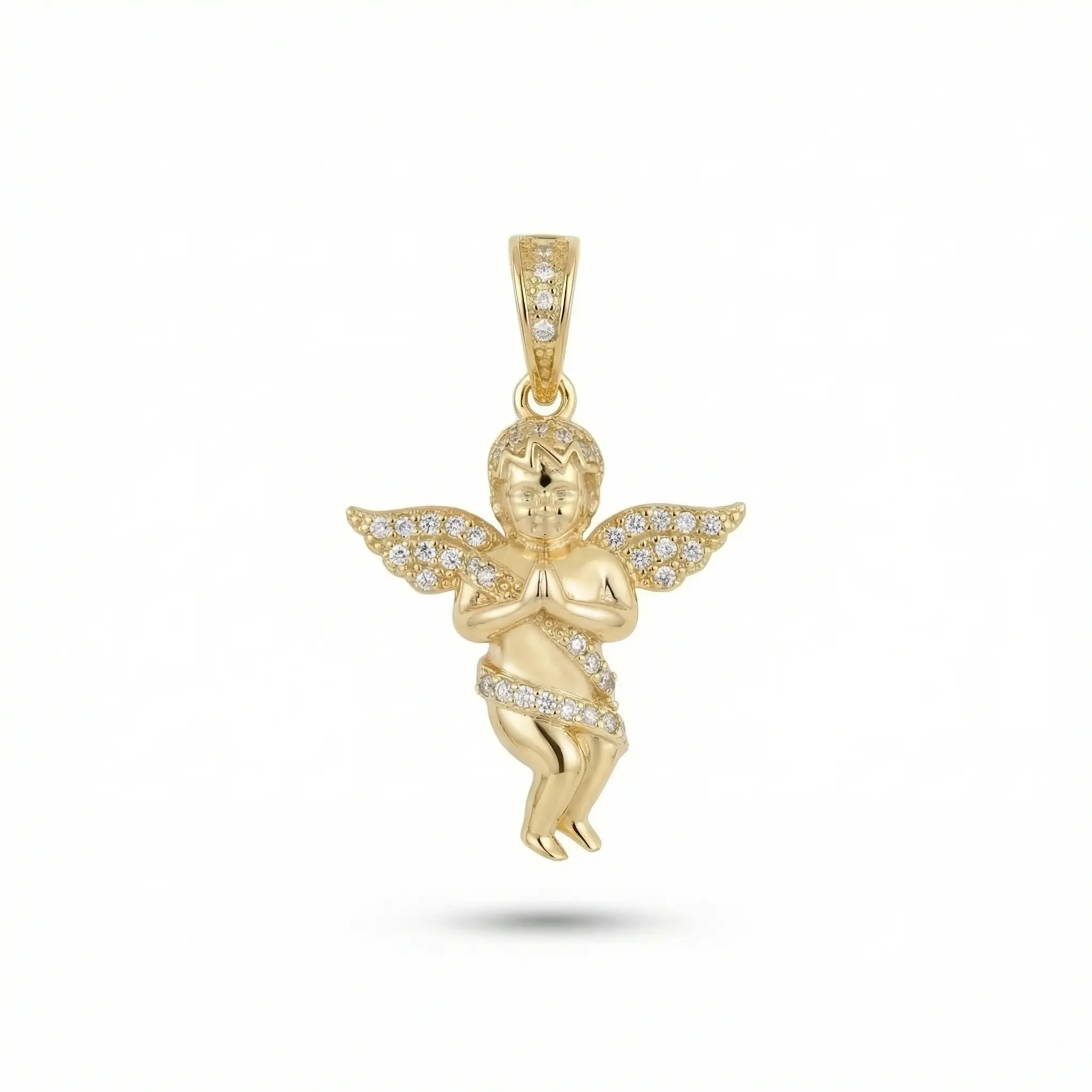 Baby Praying Guardian Angel Jewellery Pendant - VVS Moissanite, 925 Sterling Silver or Gold Vermeil, Angel Necklace with Box Chain, Pendants Jewelry