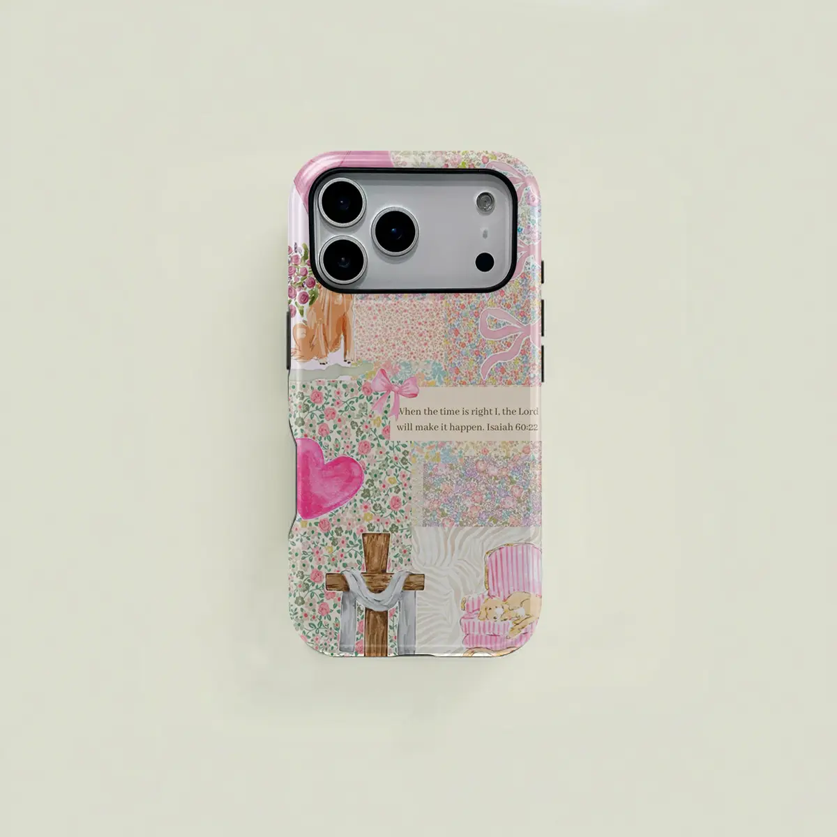 A durable, 2-in-1 dual-layer protective case featuring a puppy, flowers, and a heart design. Compatible with iPhone 17/16/15/14/13/12/11 Pro Max/Plus/Pro and Samsung Galaxy S25/S24/S23 Ultra. Fingerprint and sweat resistant. Ideal for couples.